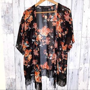 L Almost Famous kimono boho floral blouse tunic